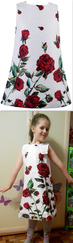 Jacquard Rose Print Dress - DESIGNER INSPIRED FASHIONS