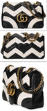 GG Marmont Chevron Shoulder Bag Black/White - DESIGNER INSPIRED FASHIONS