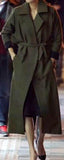Long Wool Coat in Army Green - DESIGNER INSPIRED FASHIONS