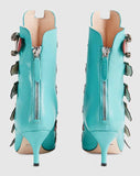 Leather Buckle Ankle Boots - Black or Light Blue - DESIGNER INSPIRED FASHIONS