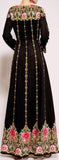 Rose Brocade Print Black Gown