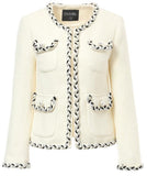 Braided Tweed Jacket in White or Black - DESIGNER INSPIRED FASHIONS