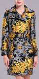 Gold Floral Printed Trench Coat - DESIGNER INSPIRED FASHIONS