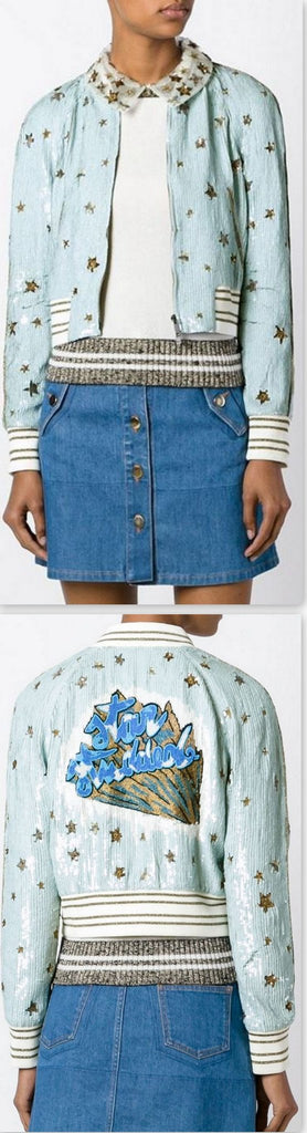 Star Sequined Bomber Jacket - DESIGNER INSPIRED FASHIONS