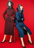 Fur-Hooded Diamond-Quilted Down Coat in Blue or Red - DESIGNER INSPIRED FASHIONS