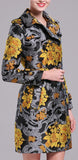 Gold Floral Printed Trench Coat - DESIGNER INSPIRED FASHIONS