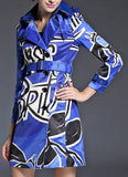 Book Cover Print Trench Coat in Red or Blue - DESIGNER INSPIRED FASHIONS
