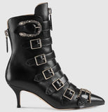 Black Leather Buckle Ankle Boots - DESIGNER INSPIRED FASHIONS