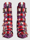 Floral Jacquard Buckle Ankle Boots