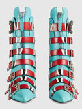 Leather Buckle Ankle Boots - Black or Light Blue - DESIGNER INSPIRED FASHIONS