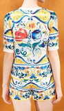 'Majolica' Print Top & Short Set - DESIGNER INSPIRED FASHIONS