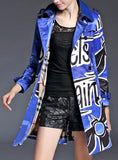 Book Cover Print Trench Coat in Red or Blue - DESIGNER INSPIRED FASHIONS