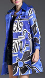 Book Cover Print Trench Coat in Red or Blue - DESIGNER INSPIRED FASHIONS