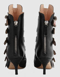 Leather Buckle Ankle Boots - Black or Light Blue - DESIGNER INSPIRED FASHIONS