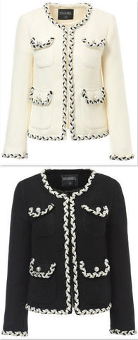 Braided Tweed Jacket in White or Black - DESIGNER INSPIRED FASHIONS