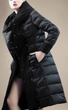 Paneled Puffer Down Coat in Green or Black - DESIGNER INSPIRED FASHIONS
