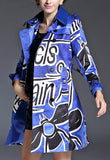 Book Cover Print Trench Coat in Red or Blue - DESIGNER INSPIRED FASHIONS