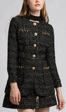 Black Chain Embellished Tweed Jacket - DESIGNER INSPIRED FASHIONS