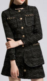 Black Chain Embellished Tweed Jacket - DESIGNER INSPIRED FASHIONS