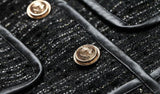 Black Chain Embellished Tweed Jacket - DESIGNER INSPIRED FASHIONS