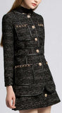 Black Chain Embellished Tweed Jacket - DESIGNER INSPIRED FASHIONS
