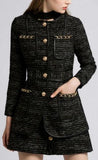 Black Chain Embellished Tweed Jacket - DESIGNER INSPIRED FASHIONS