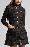 Black Chain Embellished Tweed Jacket - DESIGNER INSPIRED FASHIONS