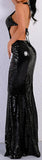 Cut-Out Sequin-Embellished Gown - Silver or Black