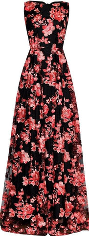Floral Embroidered Mesh Gown