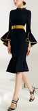 Flared Lace & Contrast Detail Dress