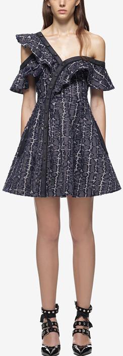 Denim Frill Mini Dress - DESIGNER INSPIRED FASHIONS