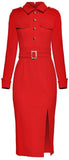 Belted Midi Shirt-Dress - Black or Red