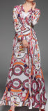 Mixed Print V-Neck Maxi Dress - DESIGNER INSPIRED FASHIONS