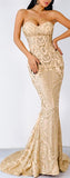 Strapless Glitter-Embroidered Gown