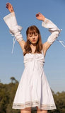 Ruched Flared Mini Dress with Separate Sleeves, Black or White - DESIGNER INSPIRED FASHIONS