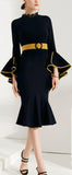 Flared Lace & Contrast Detail Dress