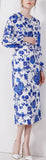 Blue Floral-Printed Blouse & Pencil Skirt Set - DESIGNER INSPIRED FASHIONS