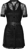 Belted Lace Mini Dress