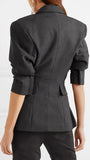 Decorative-Button-Blazer and Cropped Flared Pant Set