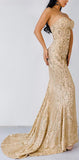 Strapless Glitter-Embroidered Gown