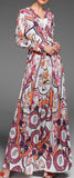 Mixed Print V-Neck Maxi Dress - DESIGNER INSPIRED FASHIONS