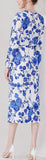 Blue Floral-Printed Blouse & Pencil Skirt Set - DESIGNER INSPIRED FASHIONS