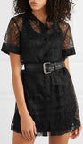 Belted Lace Mini Dress