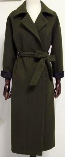 Long Wool Coat in Army Green - DESIGNER INSPIRED FASHIONS