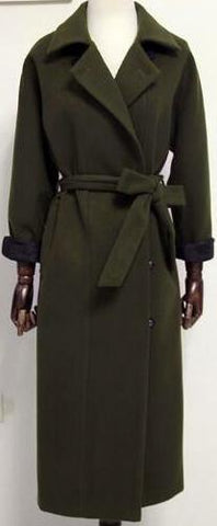 Long Wool Coat in Army Green - DESIGNER INSPIRED FASHIONS