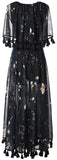 Black Tassel-Trimmed Printed Maxi Dress - DESIGNER INSPIRED FASHIONS