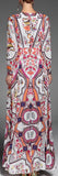 Mixed Print V-Neck Maxi Dress - DESIGNER INSPIRED FASHIONS