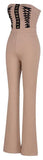 Contrasting Lace-up Strapless Bodycon Jumpsuit - DESIGNER INSPIRED FASHIONS
