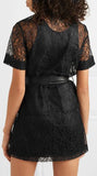 Belted Lace Mini Dress