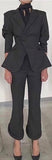 Decorative-Button-Blazer and Cropped Flared Pant Set